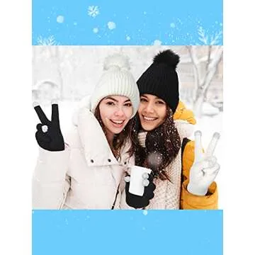 Satin Lined Beanie & Touchscreen Gloves Set for Winter