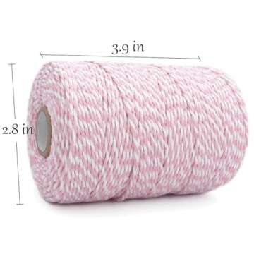 Leecogo Bakers Twine String Pink and White Cotton Twine 656 Feet for Gift Wrapping DIY Crafts Home D...