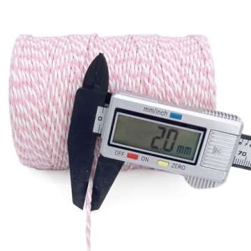 Leecogo Bakers Twine String Pink and White Cotton Twine 656 Feet for Gift Wrapping DIY Crafts Home Decoration Cooking
