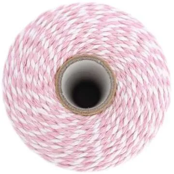 Leecogo Bakers Twine String Pink and White Cotton Twine 656 Feet for Gift Wrapping DIY Crafts Home Decoration Cooking