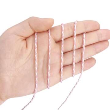 Leecogo Bakers Twine String Pink and White Cotton Twine 656 Feet for Gift Wrapping DIY Crafts Home Decoration Cooking
