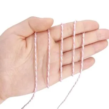 Leecogo Bakers Twine String Pink and White Cotton Twine 656 Feet for Gift Wrapping DIY Crafts Home Decoration Cooking