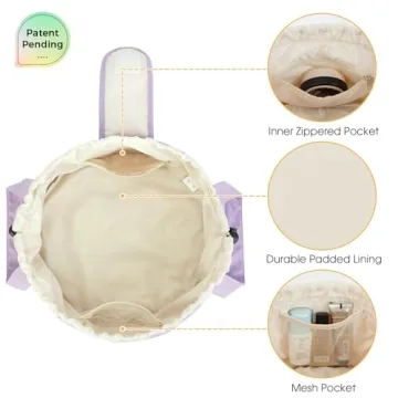 Large Purple Drawstring Makeup Bag - Travel Cosmetic Organizer