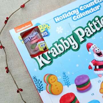 Frankford SpongeBob SquarePants Advent Calendar-24 Days of Krabby Patty Treats, Countdown to Christmas, 7.62 Ounces