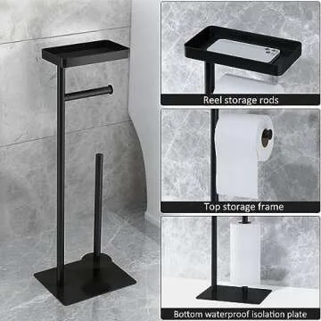 FUNPALA Stand-Free Toilet Paper Holder with Storage Design