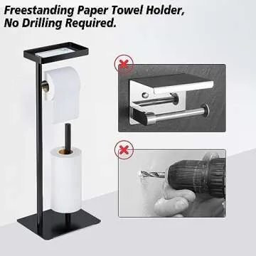 FUNPALA Stand-Free Toilet Paper Holder with Storage Design