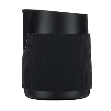 Normcore Handleless Milk Pitcher - Espresso Steaming Pitcher with Round Spout - 18/8 Stainless Steel Milk Frothing Jug, Black Non-Stick - Coffee Latte Frothing Pitcher - 20.3 oz (600 ml)