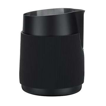 Normcore Handleless Milk Pitcher - Espresso Steaming Pitcher with Round Spout - 18/8 Stainless Steel Milk Frothing Jug, Black Non-Stick - Coffee Latte Frothing Pitcher - 20.3 oz (600 ml)