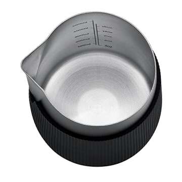 Normcore Handleless Milk Pitcher - Espresso Steaming Pitcher with Round Spout - 18/8 Stainless Steel Milk Frothing Jug, Black Non-Stick - Coffee Latte Frothing Pitcher - 20.3 oz (600 ml)