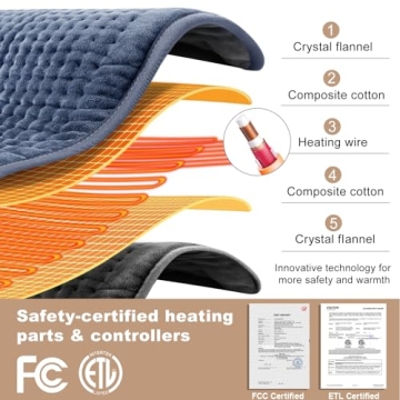Extra Large Heating Pad for Back Pain Relief - 6 Temp Settings