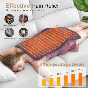 Extra Large Heating Pad for Back Pain Relief - 6 Temp Settings