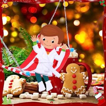 Jenaai 12 Pieces Christmas Accessories Set Clothes Mini Outfit Include Skirt Fluffy Vest Bathrobe Swing Sleeping Bag Scarf Apron Hats Socks(Simple Style)