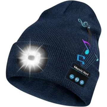 Bosttor Bluetooth Beanie Hat with Light, Headlamp Cap with Headphones and Built-in Speaker Mic, Gift...