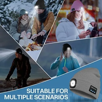 Bosttor Bluetooth Beanie Hat with Light and Headphones