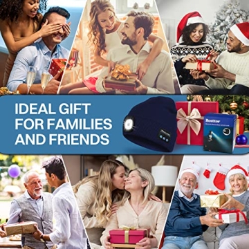 Bosttor Bluetooth Beanie Hat with Light and Headphones