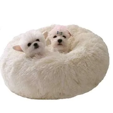BODISEINT Modern Soft Plush Round Pet Bed for Cats or Small Dogs, Mini Medium Sized Dog Cat Bed Self...