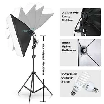 Kshioe Photography Softbox Lighting Kit - Perfect for YouTube and Event Production