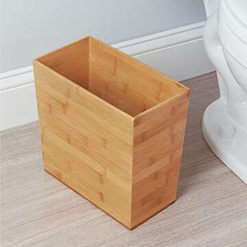 iDesign Rectangular Bamboo Waste Basket, The Formbu Collection – 10.5" x 5.75" x 10”, Natural Wo...