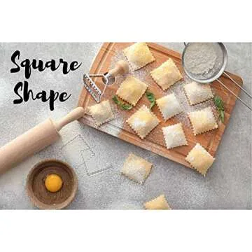 Ravioli Maker Cutter Stamp Set – Leading Dough Cutter and Press Stamps with Wooden Handle –for Ravioli, Pasta, Dumplings Lasagna, Pierogi – Upgraded 2019 3Pcs Stamps, 1 Pasta/Pastry Cutter Wheel