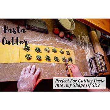 Ravioli Maker Cutter Stamp Set – Leading Dough Cutter and Press Stamps with Wooden Handle –for Ravioli, Pasta, Dumplings Lasagna, Pierogi – Upgraded 2019 3Pcs Stamps, 1 Pasta/Pastry Cutter Wheel