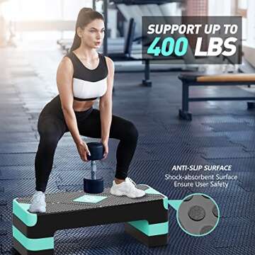 GYMMAGE Aerobic Exercise Step, Adjustable Aerobic Stepper for Exercise, Workout Step Platform for St...