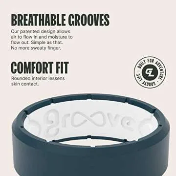 Groove Life Edge Anchor/White Silicone Ring - Breathable Rubber Wedding Rings for Men, Lifetime Coverage, Unique Design, Comfort Fit Ring - Size 10