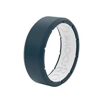 Groove Life Edge Anchor/White Silicone Ring - Breathable Rubber Wedding Rings for Men, Lifetime Coverage, Unique Design, Comfort Fit Ring - Size 10
