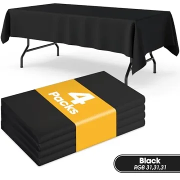 Niuara Black Plastic Table Cloth Set for 6ft Tables