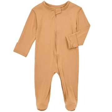 Aablexema Baby Footie Pajamas Zipper - Rayon from Bamboo Infant Footed Pjs with Mittens Sleepwear Ja...