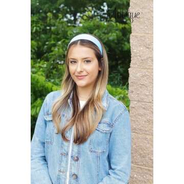 Motique Accessories Pale Blue Leather-Like Headband for Fashion Enthusiasts