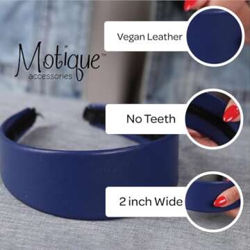 Stylish Motique Accessories Blue Leather-Like Headband