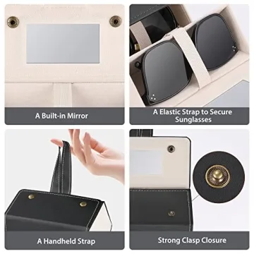 Muf Travel Sunglass Organizer with Mirror & Strap