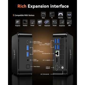 KAMRUI Ryzen 7 Mini PC, 16GB RAM, Triple 4K Display