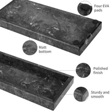 HESHIBI Marble Bathroom Vanity Tray - Luxury Natural Stone Decorative Soap Tray