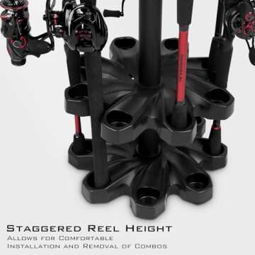 KastKing V16 Fishing Rod Rack - Fishing Pole Rack Holds Up to 16 Fishing Rods or Combos, Lightweight and Durable ABS Construction, Space-Saving Fishing Rod Holders for Garage