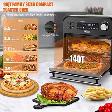 8-in-1 14QT Air Fryer Toaster Oven with 45 Recipes