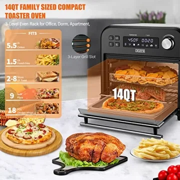 8-in-1 14QT Air Fryer Toaster Oven with 45 Recipes