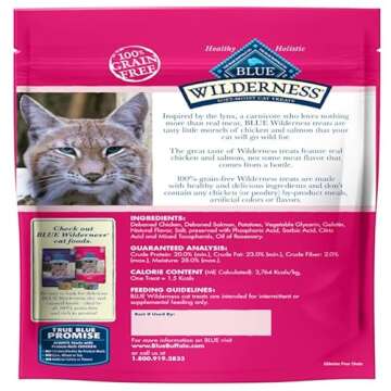Blue Buffalo Wilderness Grain Free Soft-Moist Cat Treats, Chicken & Salmon 8-oz Bag