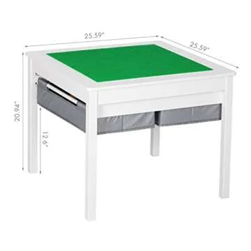 UTEX 2 in 1 Kids Construction Play Table with Storage Drawers and Built in Plate (White)