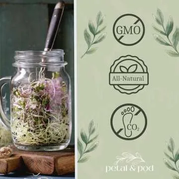 Petal & Pod Microgreens & Sprouting Seeds - Broccoli, Alfalfa, Radish, Mung Bean & Salad Mix Variety Pack for MicroGreens Growing Kit and Sprouting Jars