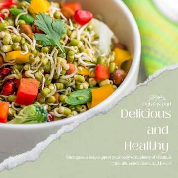 Petal & Pod Microgreens & Sprouting Seeds - Broccoli, Alfalfa, Radish, Mung Bean & Salad Mix Variety Pack for MicroGreens Growing Kit and Sprouting Jars