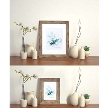 KAIWIN 100% Solid Wood Brown 11x14 Picture Frame 1 Pack Display Picture 8x10 with Mat, HD Glass Inside, Rustic Wooden Photo Frames for Wall Mounting