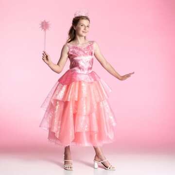 Stylish Wicked Glinda Costume for Girls in Pink