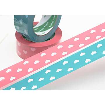 Arvakr Designer Cute Packing Tape, Colorful Printing Shipping Tape, Carton Decorative Tape for Sealing Boxes, Heart - Pink, 1.77" x 110 yd