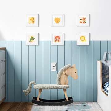 upsimples 6x6 Picture Frame Set of 3, Made of High Definition Glass for 4x4 with Mat or 6 x 6 Without, White, Wall and Tabletop Display Photo Frames