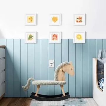 upsimples 6x6 Picture Frame Set of 3, Made of High Definition Glass for 4x4 with Mat or 6 x 6 Without, White, Wall and Tabletop Display Photo Frames