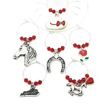 Kentucky Derby Wine Glass Charms, Kentucky Derby Glass Identifiers, Glass Tags, Horse Charms, Horse ...