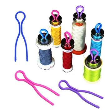 Luckkyme 80 Pieces Bobbin Thread Holders Thread Buddies Clips Sewing Machine Accessories for Thread Spool Organizing, 4 Colors