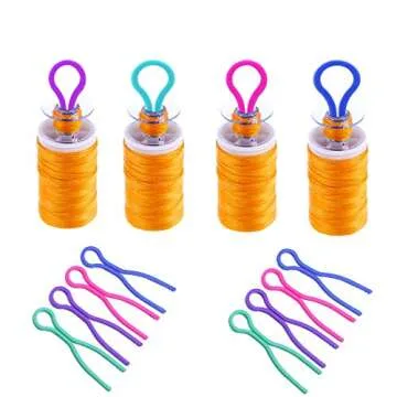 Luckkyme 80 Pieces Bobbin Thread Holders Thread Buddies Clips Sewing Machine Accessories for Thread Spool Organizing, 4 Colors
