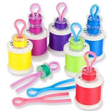 Luckkyme 80 Pieces Bobbin Thread Holders Thread Buddies Clips Sewing Machine Accessories for Thread Spool Organizing, 4 Colors